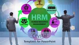  Presentation with human resource management - Slide set consisting of hrm-human-resource-management-concept background and a light blue colored foreground