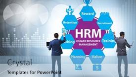  Presentation with human resource management - Slide deck with hrm-human-resource-management-concept background and a light blue colored foreground