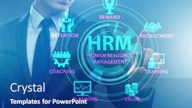  Presentation with human resource - Beautiful PPT theme featuring hrm-human-resource-management-concept backdrop and a ocean colored foreground