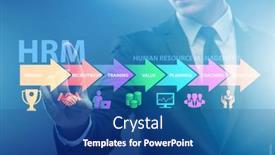  Presentation with human resource management - Amazing slide deck having hrm-human-resource-management-concept backdrop and a ocean colored foreground