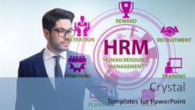  Presentation with human resource management - Slide deck featuring hrm-human-resource-management-concept background and a teal colored foreground