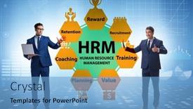  Presentation with human resource management - Beautiful PPT layouts featuring hrm-human-resource-management-concept backdrop and a teal colored foreground