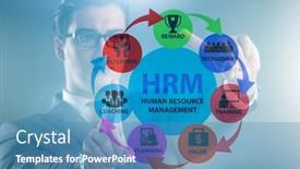  Presentation with human resource management - Cool new PPT layouts with hrm-human-resource-management-concept backdrop and a teal colored foreground