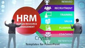  Presentation with human resource management - Colorful presentation design enhanced with hrm-human-resource-management-concept backdrop and a light blue colored foreground