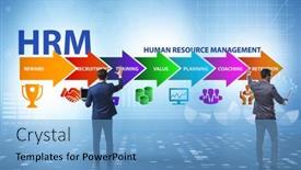  Presentation with human resource management - Theme having hrm-human-resource-management-concept background and a light blue colored foreground