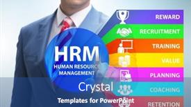  Presentation with human resource management - Presentation design consisting of hrm-human-resource-management-concept background and a ocean colored foreground