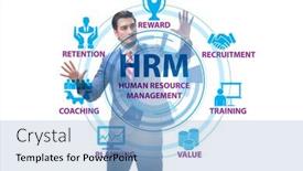 Presentation with human resource - Colorful presentation enhanced with hrm-human-resource-management-concept backdrop and a light blue colored foreground