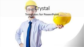  Presentation with safety construction - Theme enhanced with hse - construction safety concept with builder background and a white colored foreground