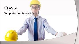  Presentation with safety construction - Audience pleasing PPT theme consisting of hse - construction safety concept with builder backdrop and a white colored foreground