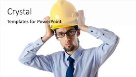  Presentation with safety construction - Beautiful PPT layouts featuring hse - construction safety concept with builder backdrop and a white colored foreground