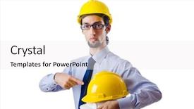  Presentation with hse - Slides enhanced with hse - construction safety concept with builder background and a white colored foreground