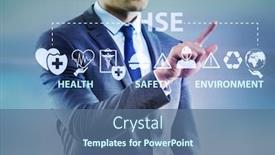  Presentation with hse - Presentation theme consisting of hse-concept-with-businessman-pressing background and a ocean colored foreground