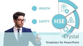  Presentation with hse - Slide set having hse-concept-with-businessman-pressing background and a cool aqua colored foreground