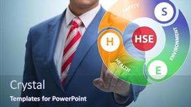  Presentation with hse - Audience pleasing presentation design consisting of hse-concept-with-businessman-pressing backdrop and a navy blue colored foreground