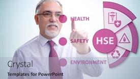  Presentation with hse - Audience pleasing presentation theme consisting of hse-concept-with-businessman-pressing backdrop and a light blue colored foreground