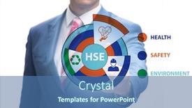  Presentation with hse - PPT theme consisting of hse-concept-with-businessman-pressing background and a ocean colored foreground