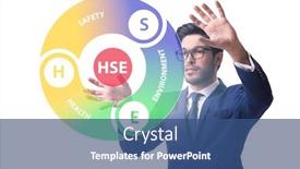  Presentation with hse - Beautiful PPT layouts featuring hse-concept-with-businessman-pressing backdrop and a ocean colored foreground