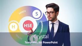  Presentation with hse - Audience pleasing presentation theme consisting of hse-concept-with-businessman-pressing backdrop and a navy blue colored foreground