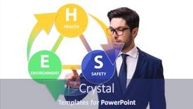  Presentation with hse - Slides featuring hse-concept-with-businessman-pressing background and a navy blue colored foreground