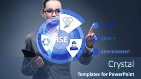  Presentation with hse - Cool new presentation design with hse-concept-with-businesswoman-pressing backdrop and a ocean colored foreground