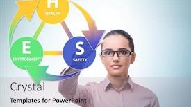  Presentation with hse - Cool new presentation with hse-concept-with-businesswoman-pressing backdrop and a soft green colored foreground