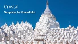  Presentation with vietnam culture pagoda - Presentation theme featuring hsinbyume-pagoda-near-mandalay-myanmar background and a ocean colored foreground
