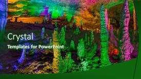  Presentation with china travel - PPT theme consisting of huanglong-yellow-dragon-cave-china background and a forest green colored foreground