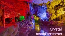  Presentation with china travel - Colorful presentation design enhanced with huanglong-yellow-dragon-cave-china backdrop and a tawny brown colored foreground