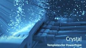  Presentation with telecommunication - Amazing PPT theme having hub closeup with fiber backdrop and a  colored foreground