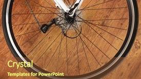  Presentation with wheel - Slide set with hub spoke - rear bicycle wheel background and a tawny brown colored foreground