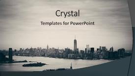  Presentation with liberty - Slide set featuring hudson - new york city manhattan aerial background and a light gray colored foreground