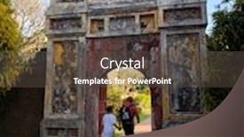  Presentation with tourists - PPT layouts enhanced with hue-vietnam-imperial-city-tourists background and a dark gray colored foreground