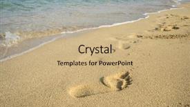  Presentation with footprints - Slides with huellas - mediterranean scene shore background and a coral colored foreground