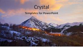  Presentation with view of village in cordillera - Presentation theme having huesca pyrenees of spain background and a lemonade colored foreground