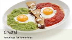  Presentation with mexican food - Beautiful slides featuring huevos divorciados fried eggs backdrop and a mint green colored foreground