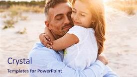  Presentation with fun and smile - Audience pleasing PPT layouts consisting of hug - happy father spending fun time backdrop and a sky blue colored foreground