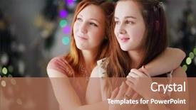  Presentation with underage drinking two teenagers having - Presentation theme having hug near christmas trees focus background and a coral colored foreground