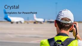  Presentation with airport runway - PPT layouts having huge airplanes on the airport background and a  colored foreground