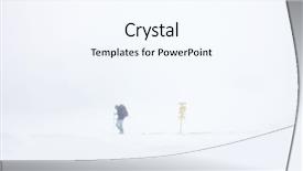  Presentation with winter storm - Amazing presentation theme having huge backpack and trekking pole backdrop and a  colored foreground