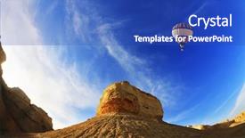  Presentation with mountains and sea - Colorful presentation enhanced with huge balloon above ancient mountains backdrop and a cobalt blue colored foreground