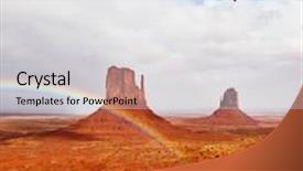  Presentation with navajo - Beautiful PPT theme featuring huge balloon flies over red desert navajo usa the picturesque rainbow crosses some rocks - mittens backdrop and a light gray colored foreground