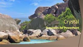  Presentation with blue - PPT theme having huge-beautiful-reefs-and-cliffs background and a tawny brown colored foreground