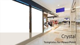  Presentation with mall - Beautiful slides featuring huge billboard in shopping mall backdrop and a  colored foreground