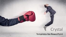  Presentation with boxing - Presentation design featuring huge-boxing-gloves-punches-innocent background and a light gray colored foreground