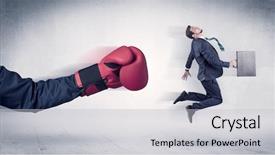  Presentation with pink boxing gloves - Audience pleasing PPT theme consisting of huge boxing gloves punches innocent backdrop and a  colored foreground