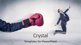  Presentation with boxing - PPT theme enhanced with huge boxing gloves punches innocent background and a  colored foreground