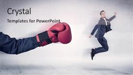  Presentation with pink boxing gloves - Audience pleasing slide deck consisting of huge boxing gloves punches innocent backdrop and a  colored foreground