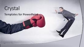  Presentation with pink boxing gloves - Presentation design consisting of huge boxing gloves punches innocent background and a  colored foreground