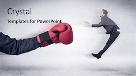  Presentation with boxing - Cool new PPT layouts with huge boxing gloves punches innocent backdrop and a light gray colored foreground