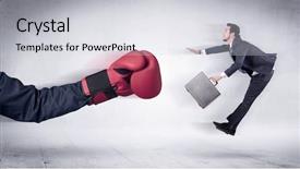  Presentation with boxing - Presentation design with huge boxing gloves punches innocent background and a light gray colored foreground